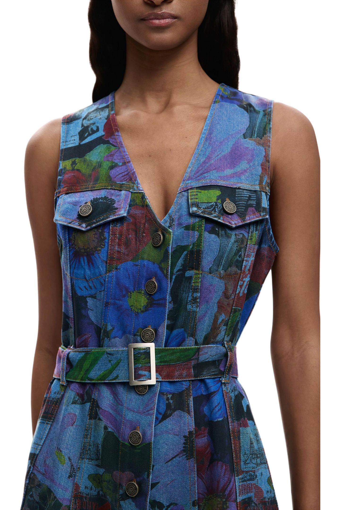 Женское платье Desigual Mini denim dress, цвет: Тёмный синий — фото 3
