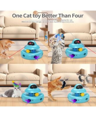 4-in-1 Interactive Cat Toy Automatic Self Play USB Rechargeable Butterfly Feather Track Balls Laser