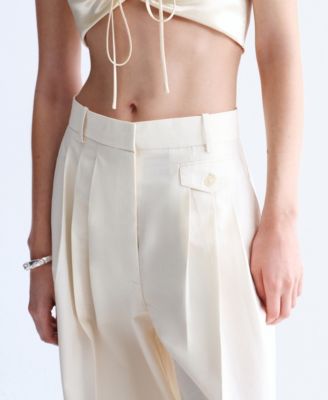 Selection Women's Pleated Straight Cotton Pants