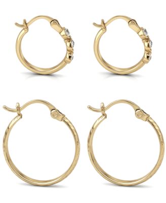 Duo 3 Stone Crystal Earring Hoop, Set of 2