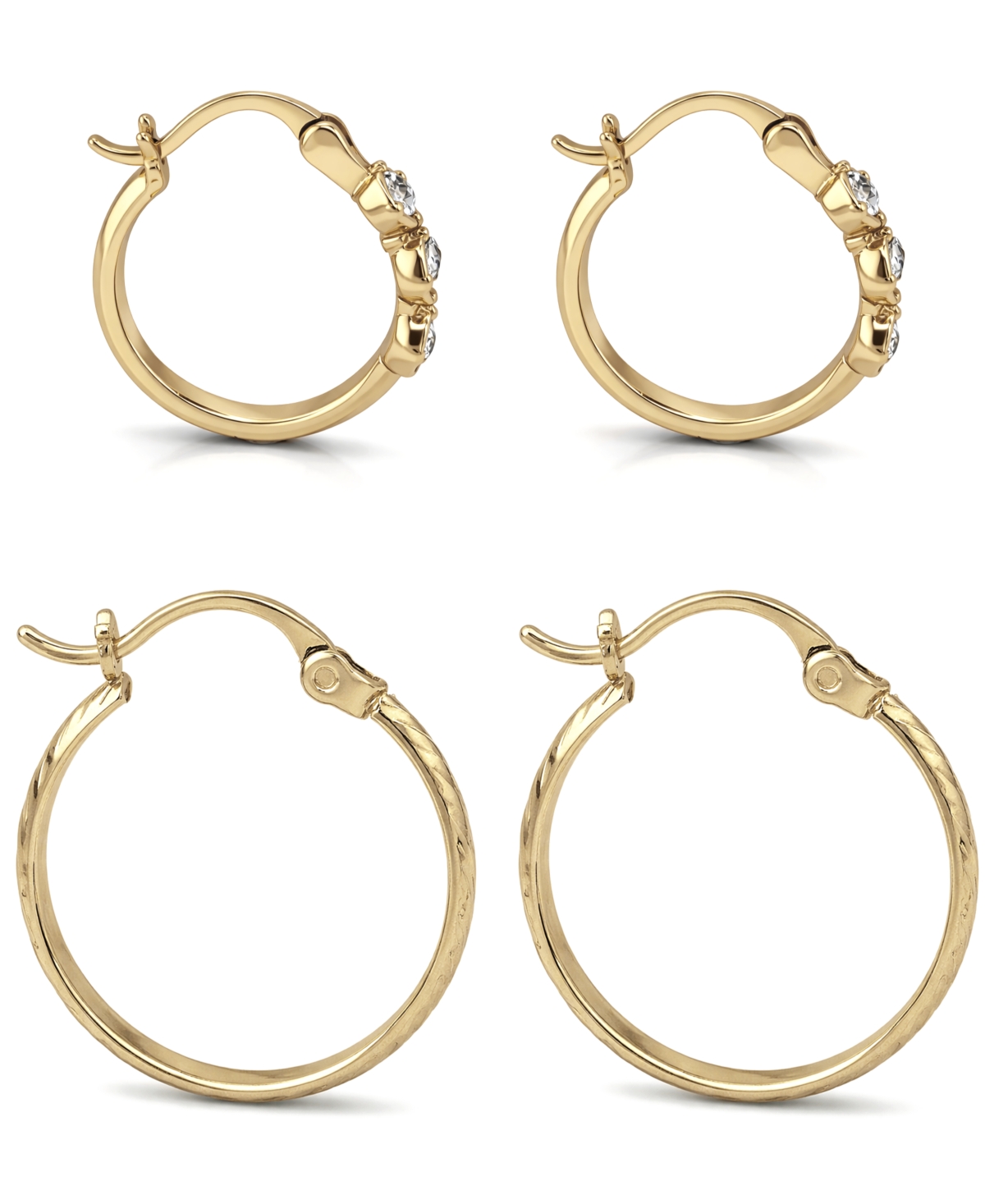 And Now This Duo 3 Stone Crystal Earring Hoop, Set of 2
