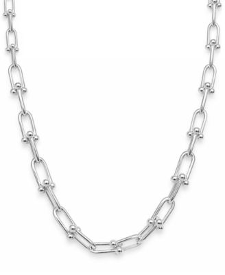 Fine Silver-Plated or 18K Gold-Plated Graduated Chain Link Necklace