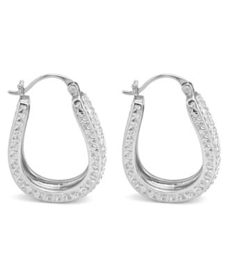 Clear Crystal Diamond Cut Hoop Earrings