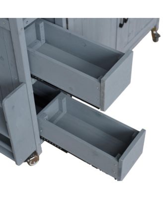  Farmhouse Rolling Outdoor Kitchen Cart Stainless Top