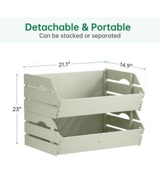 Stackable Wooden Potato Onion Storage Bins Produce Basket with Handles Kitchen Pantry Counter Organization