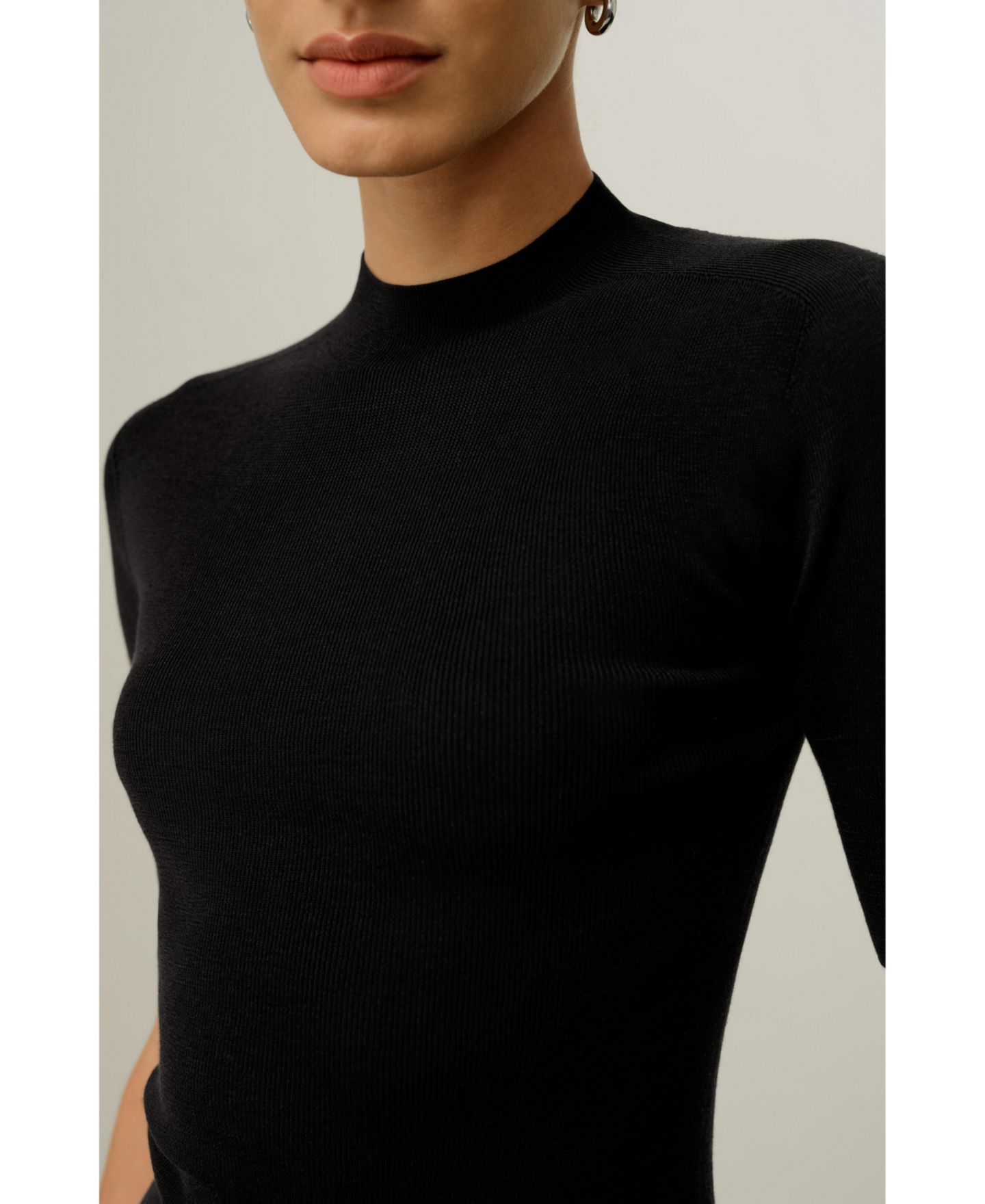 Женский топ LILYSILK Seamless Silk-Cotton Slim-Fit Knit, цвет: Чёрный — фото 4