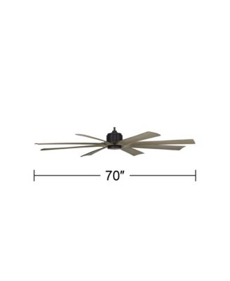 70" Defender Industrial Rustic Indoor Outdoor Ceiling Fan Remote Matte Black Weathered Oak Damp Rated Patio
