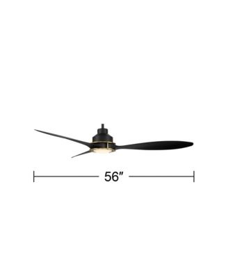 56" Veyron Modern Indoor Outdoor Ceiling Fan 3 Blade LED Light Remote Control Matte Black Finish Bedroom Damp Rated