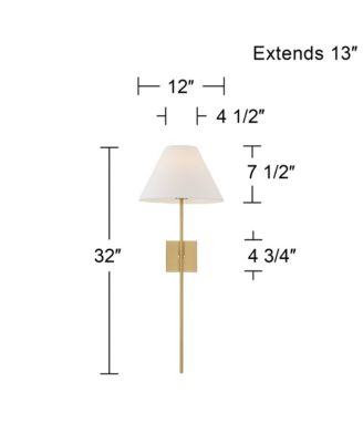 Possini Euro Ayla 32" High Brass and White Linen Wall Sconce