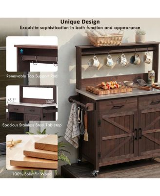  Outdoor Kitchen Island with Stainless Steel Top and Storage