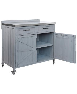  Outdoor Kitchen Island Stainless Top, Storage, Drawer, Wheels