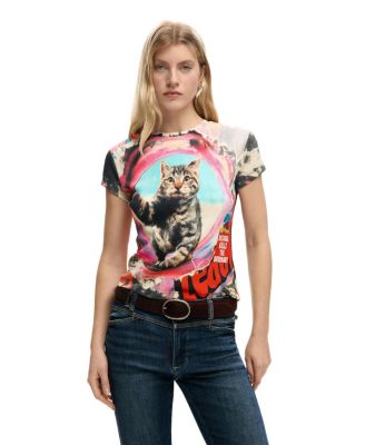 Women's Printed Cat T-Shirt