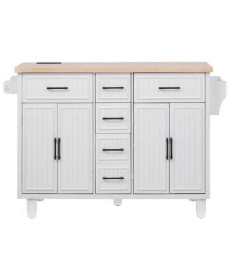  Rolling Kitchen Island Power, Storage, Drop Leaf