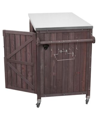 Outdoor Kitchen Island Side Shelf, Storage, SS Top, Wheels