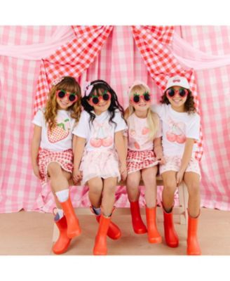 Little Girls Strawberry Patchwork Short Sleeve T-Shirt