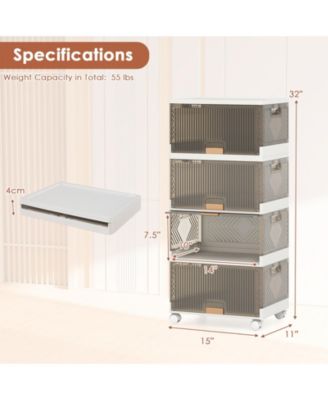 4-Cube Stackable Storage Bins with Detachable Wheels