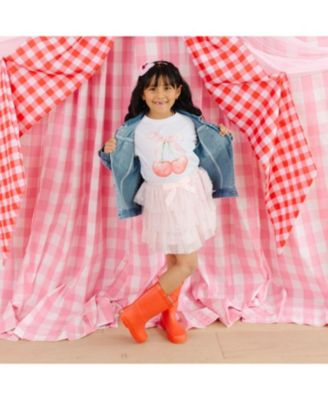 Little Girls Cherry Sequin Patch Denim Jacket