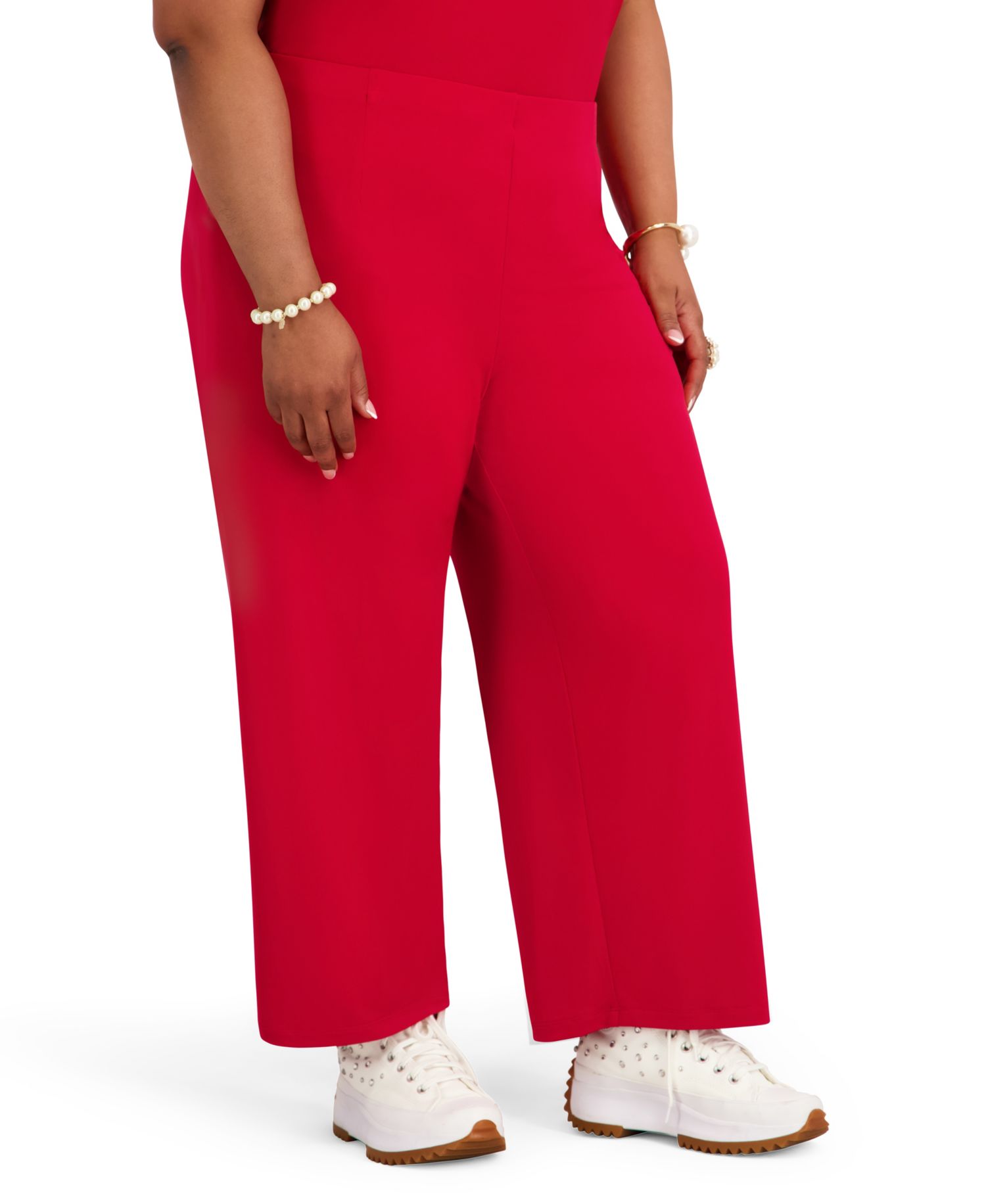 Women's High-Rise Pull-On Wide-Leg Cropped Pants