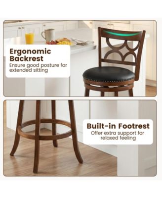 31'' Bar Height Stools Set of 4 w/Rubber Wood Frame Upholstered Seat and Footrest