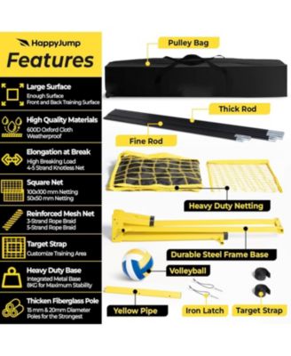 8x11 FT Professional Adjustable Volleyball Training Equipment, 3 Height Levels (6.5-8 FT) Includes Volleyball for Indoor/Outdoor Training