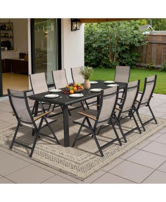 82.7in Outdoor Patio All-Weather Aluminum Dining Table with Umbrella Hole