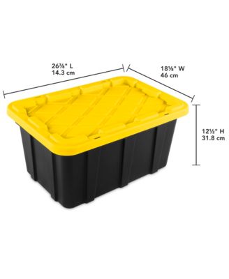 17 Gallon Industrial Stackable Storage Tote Lidded Containers, 6 Pack
