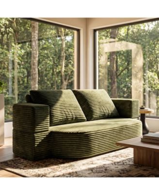 78.7" Floor Sofa Bed, Convertible Curved Couch Sleeper with Plush Corduroy Foam-Filled Cushions, Futon Loveseat for Living Room