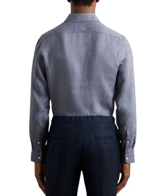 Men's Linen Cutaway Collar Regular Fit Shirt