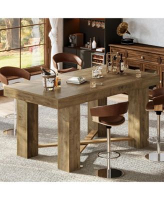 55" Farmhouse Bar Table, Rectangular Counter Height Table, Modern Wooden Home Bar Furniture