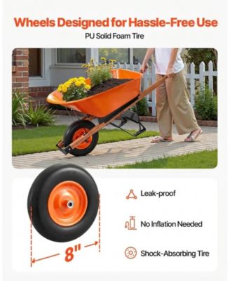 Wheelbarrow Cart, 6 Cu Ft, 330 lbs Capacity, Metal Handle, for Garden and Yard