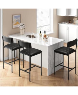 Set of 4 Steel-Leg Padded High-Back Dining Chairs and Bar Stools