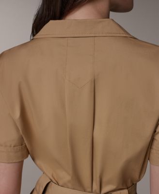 donna karan short sleeve collared v-neck belted midi dress Donna Karan New York Women's V-Neck Belted Short-Sleeve Midi Dress
