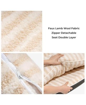 Striped Faux Lambswool Double Layer Pet Sofa Bed