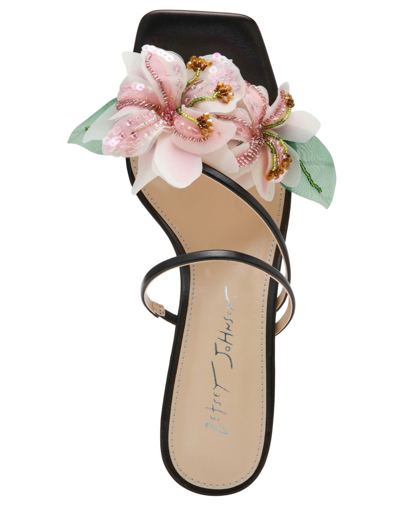 Женские сандалии Betsey Johnson Wells Floral Slide Dress Sandals, цвет: Чёрный — фото 4