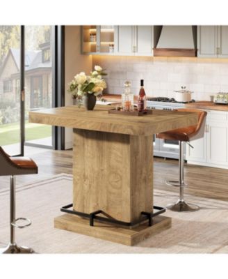 47" Bar Table, Industrial Bistro Pub Table with Metal Footrest, Rectangular Counter Height Bar Table