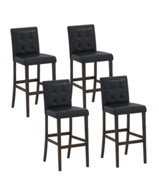 Set of 4 Bar Stools 29 '' Counter Height Barstool Pub Chair Rubber Wood