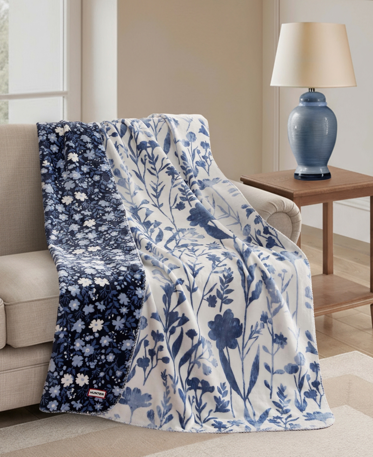 Hunter Designer Reversible Plush Throws, 50" x 70"