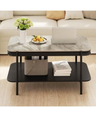 2 Tier Coffee Table Rectangular Sintered Stone Top