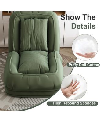 Convertible Corduroy Lazy Sofa Bed, 5-Position Adjustable Folding Lounge Chair, Upholstered Sleeper Seat for Living Room, Reading Room