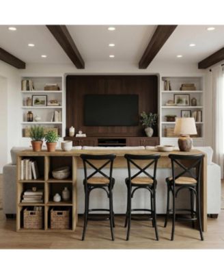 70.9-Inch Bar Table with 6 Cubbies Storage, Narrow Long Counter Height Pub Table, Rectangular Farmhouse High Top Home Bar Unit