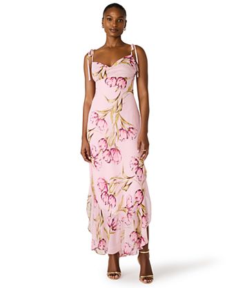 macys floral maxi dress City Chic Plus Mischa Wrap Ruffle at Foxvalley Mall in Aurora, IL Lightweight chiffon Macey Maxi Dress in blush floral with sweetheart neckline 1960s Silk Floral Maxi Dress