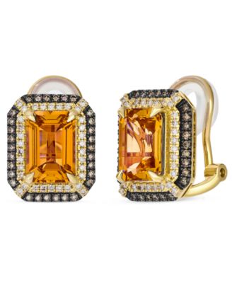 Deep Sea Blue Topaz (5 ct. t.w.) & Diamond (5/8 ct. t.w.) Post/Clip-On Convertible Button Earrings in 14k Rose Gold