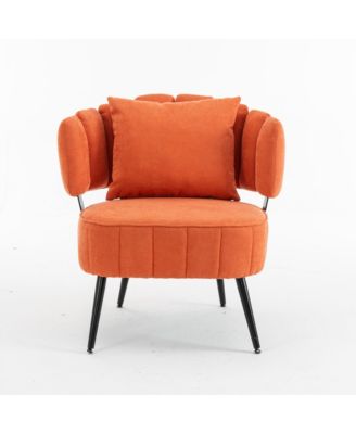 Modern Accent Barrel Chair with Scalloped Backrest, Pocket Coil Seat and Soft Chenille Fabric, Ideal for Living Room and Reading Corner