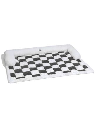 Cream Square Plaid Cozy Dog Mat Furniture Protector Cover