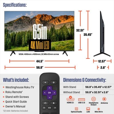 65" Mini-LED 4K UHD Roku TV w/ QLED, Dolby Vision, Apple HomeKit & AirPlay 2