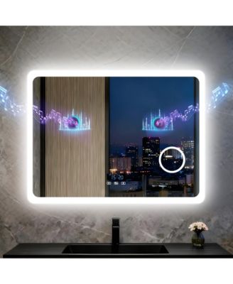 32"x24" LED Bathroom Mirror, Anti-Fog, Bluetooth, 3 Color Temp, Memory, Magnifier