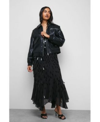 Women's Faux Leather Distressed Bomber Jacket