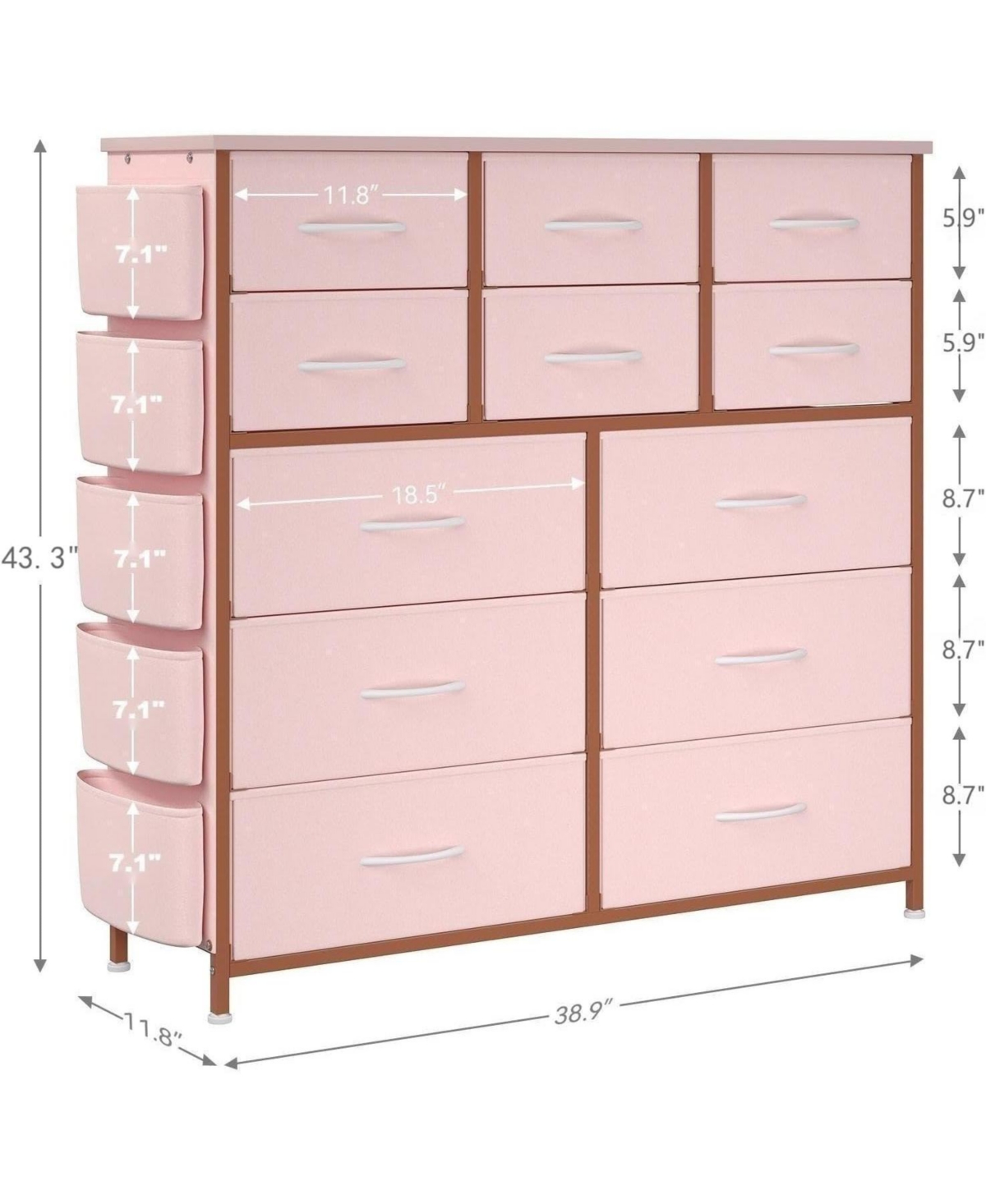 gaomon Dresser for Bedroom with 12 Drawer, Dressers and Chests of Drawers for Hallway, Storage Organizer Unit with Fabric, Sturdy Metal Frame.