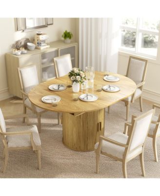 Extendable Dining Table, 60" Oval Kitchen Table for 6