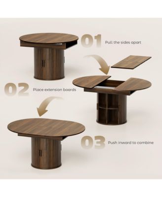 Extendable Dining Table, 60" Oval Kitchen Table for 6